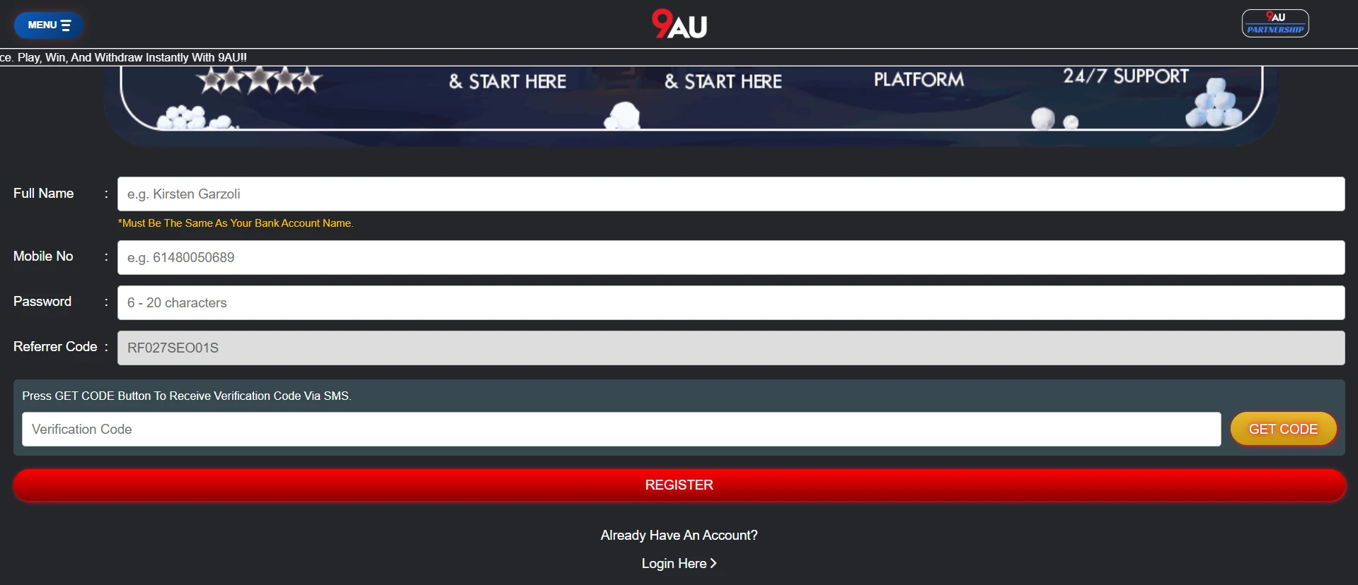 9AU registration form